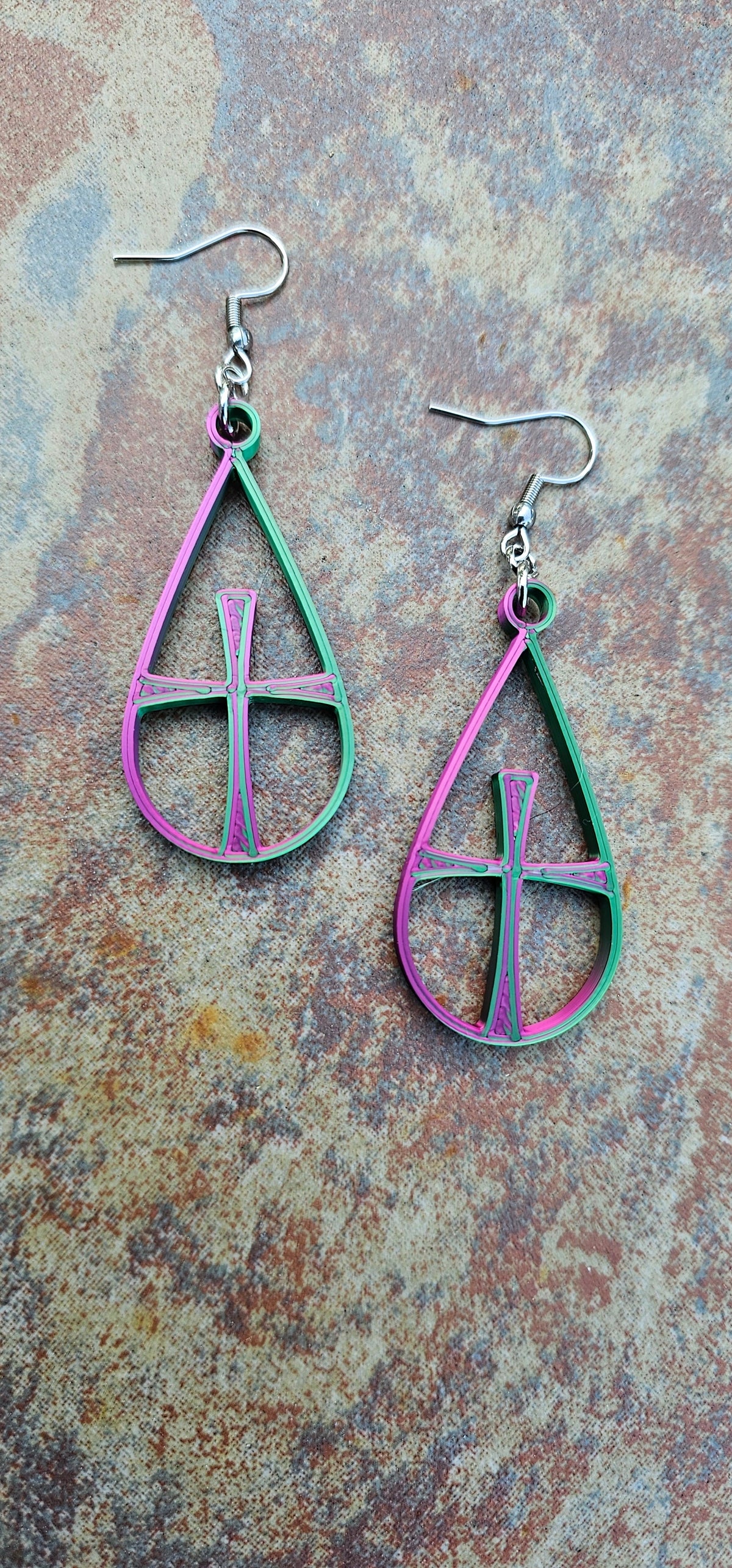 3D Print Christian Cross Faith Earrings Made in America