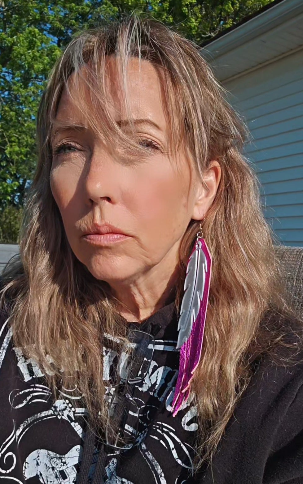 3D Printed Feather Leather Fringe Earrings Made in America