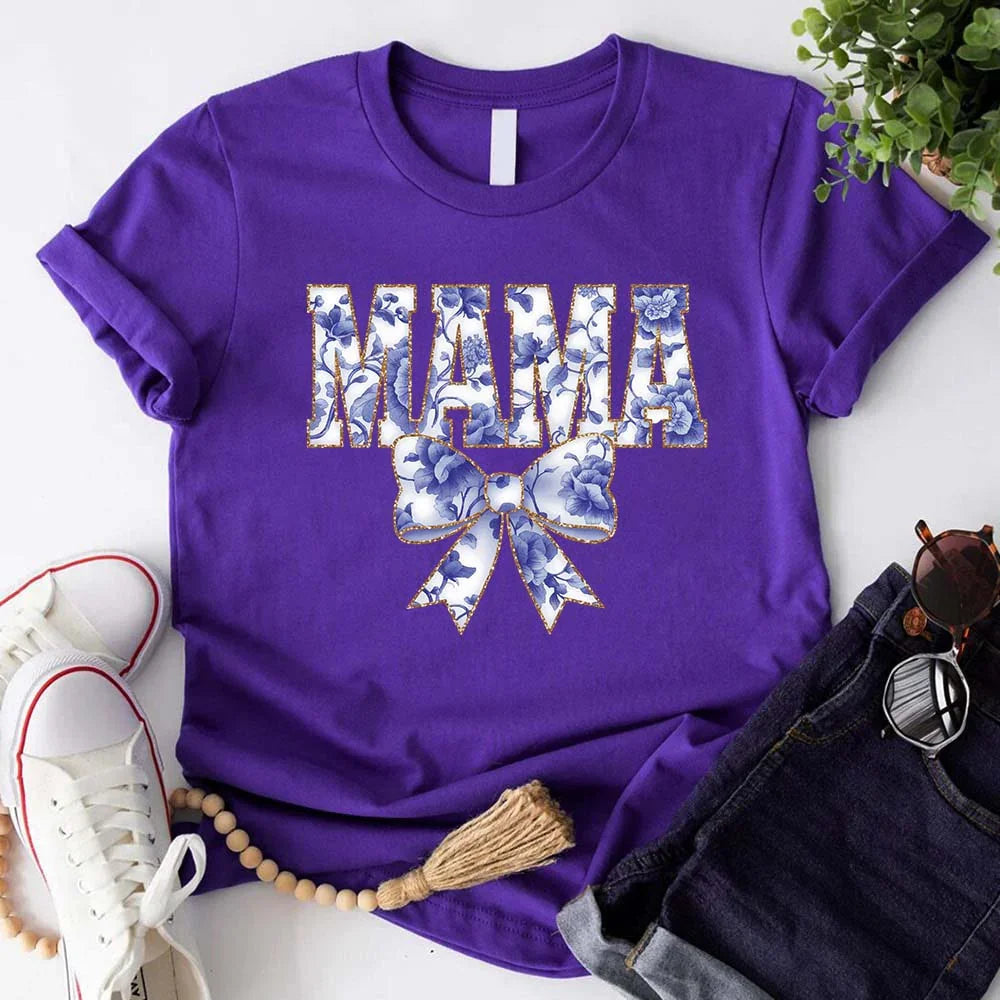 Mama Chinoiserie Coquette Bow T-Shirts β Elegant & Trendy Graphic Tees for Moms