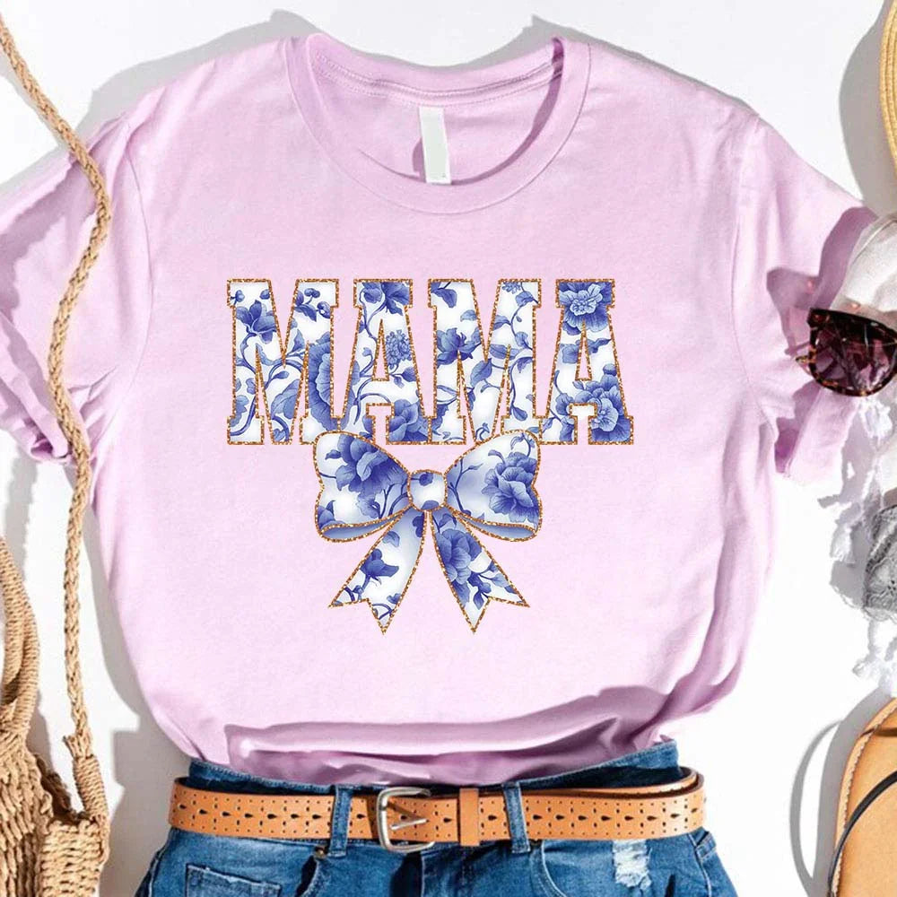Mama Chinoiserie Coquette Bow T-Shirts β Elegant & Trendy Graphic Tees for Moms