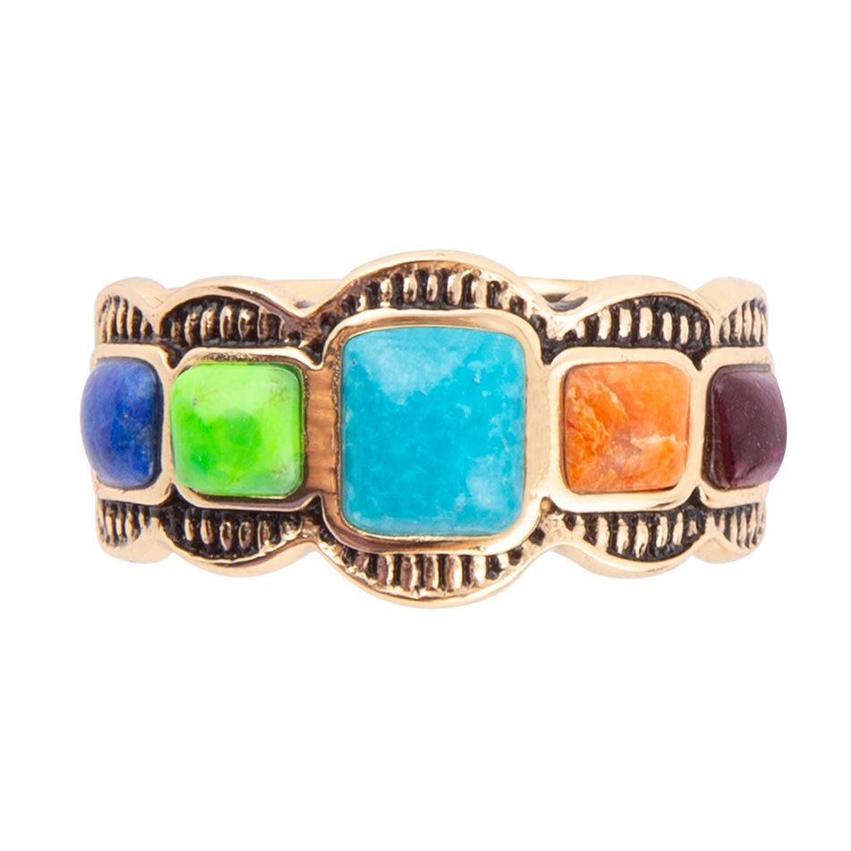 Zion Blue Turquoise Colorful Golden Ring