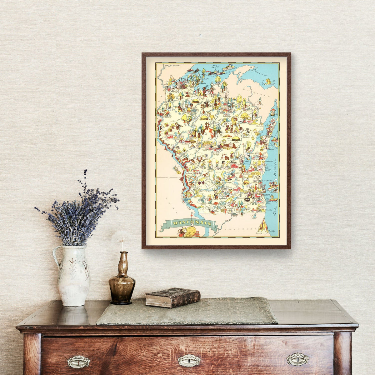 Vintage Map of Wisconsin 1935