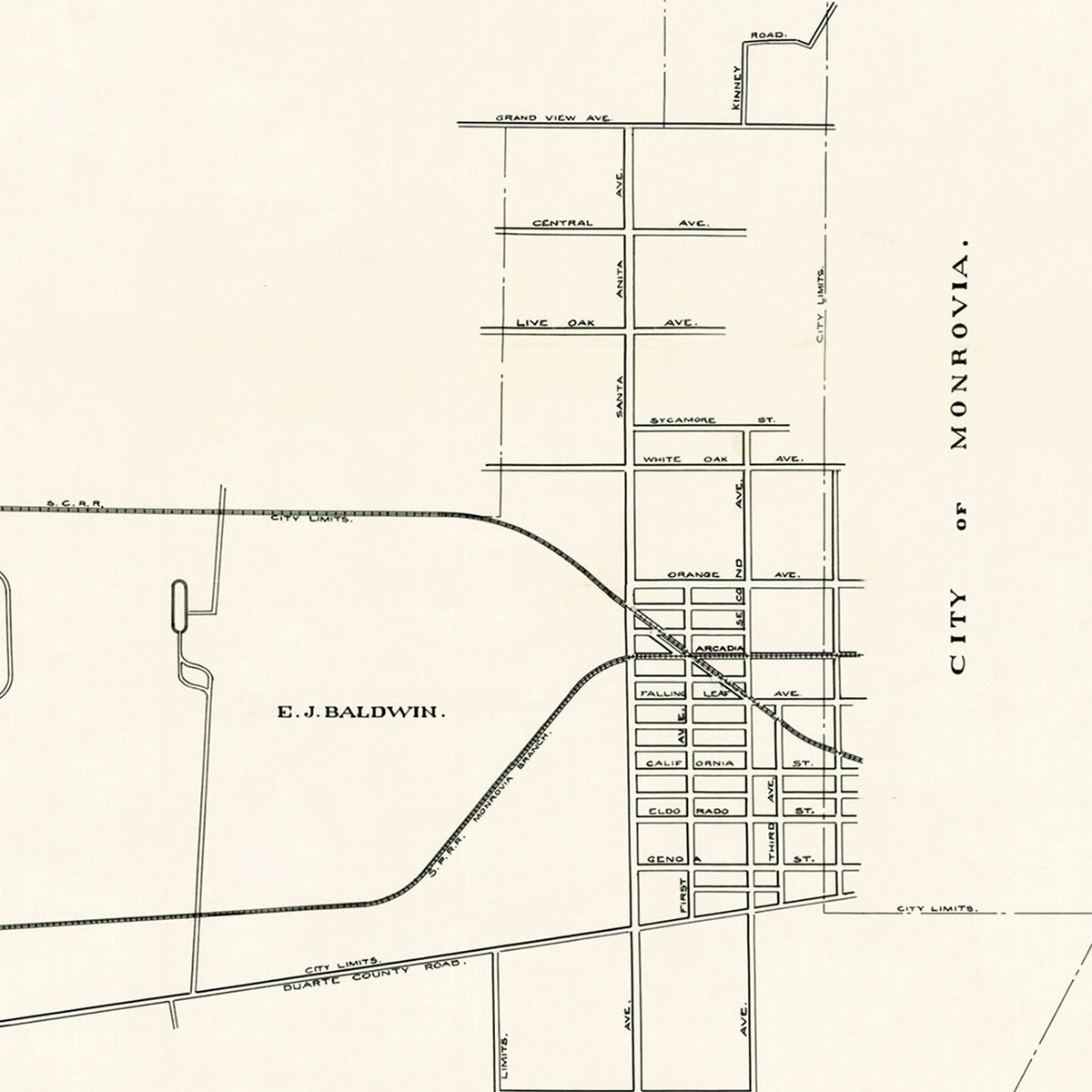 Vintage Map of Arcadia, California 1910