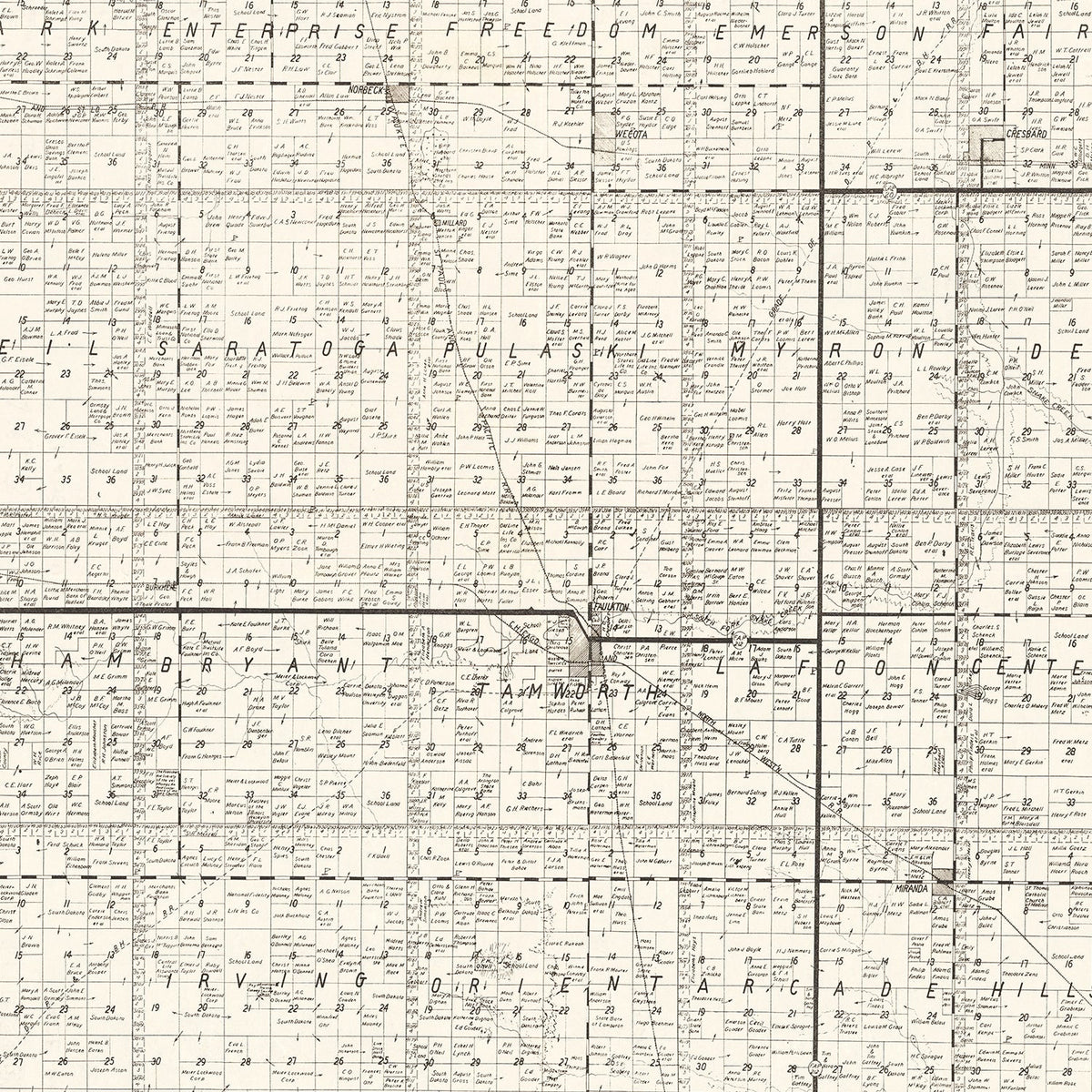 Vintage Map of Faulk County, South Dakota 1900
