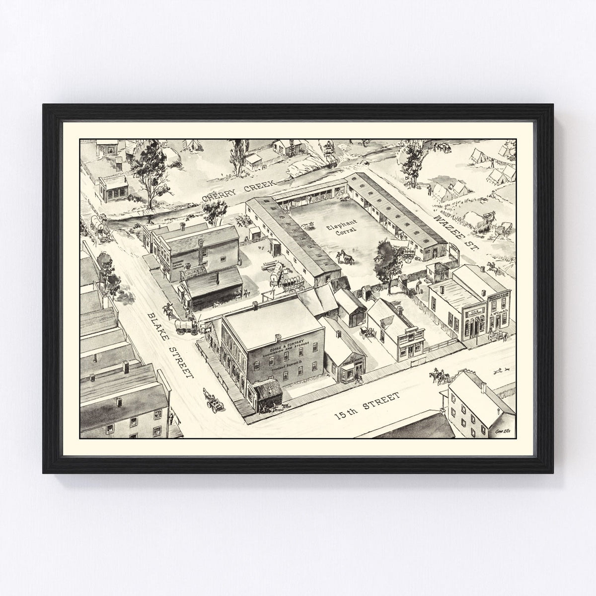 Vintage Map of Denver, Oklahoma 1860