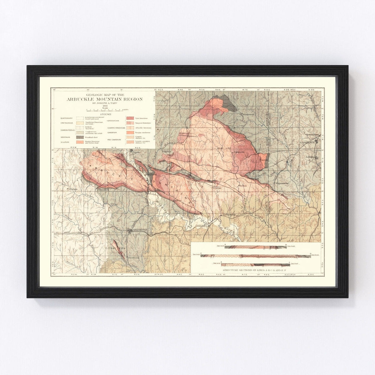 Vintage Arbuckle Mountain Region Map 1903