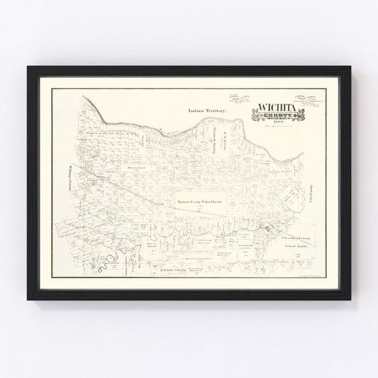 Vintage Map of Wichita County, Texas 1889