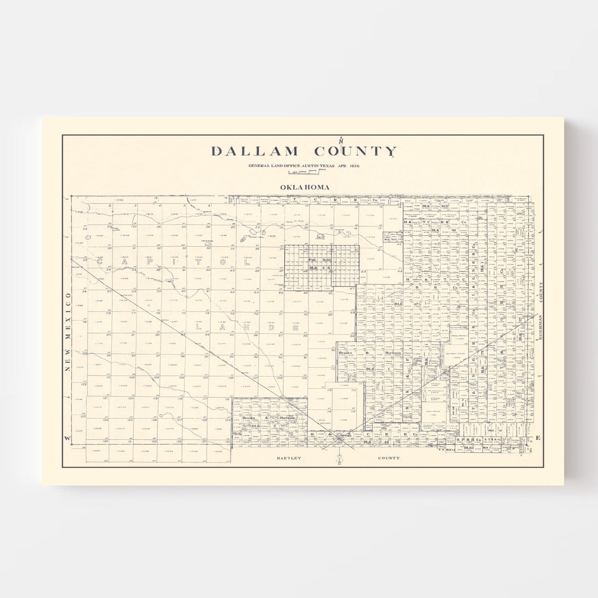 Vintage Map of Dallam County, Texas 1926