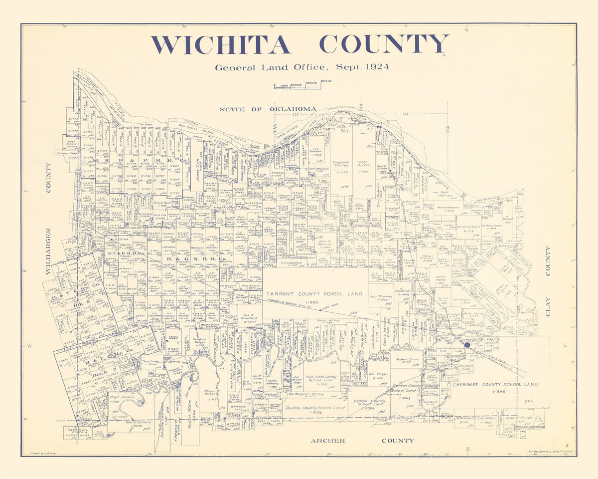 Vintage Map of Wichita County, Texas 1924