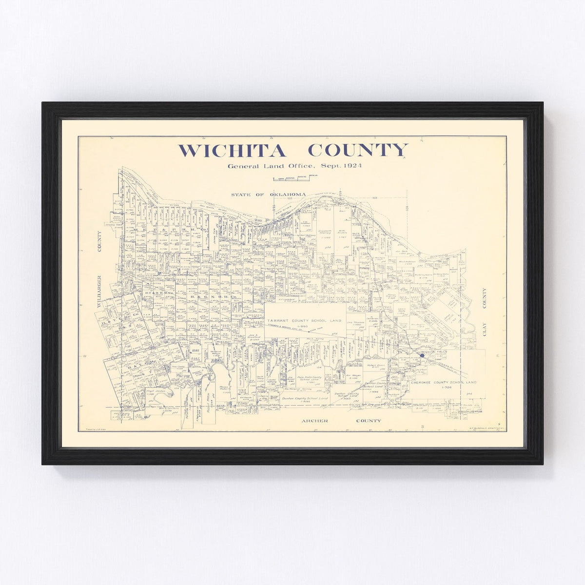 Vintage Map of Wichita County, Texas 1924