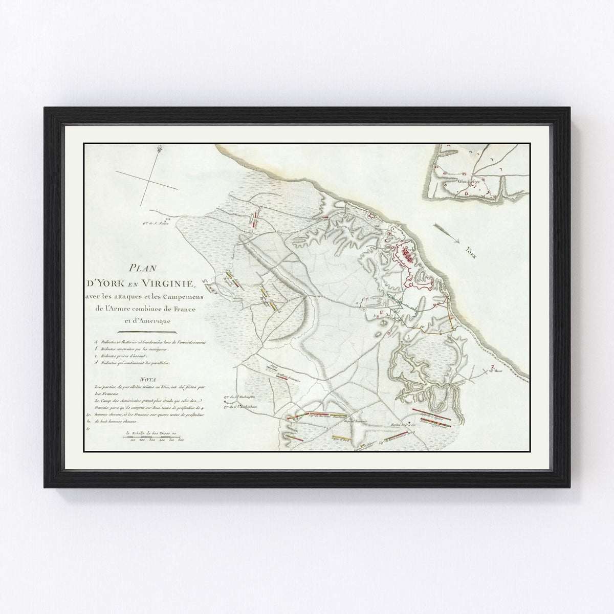Vintage Battle of Yorktown Map 1787