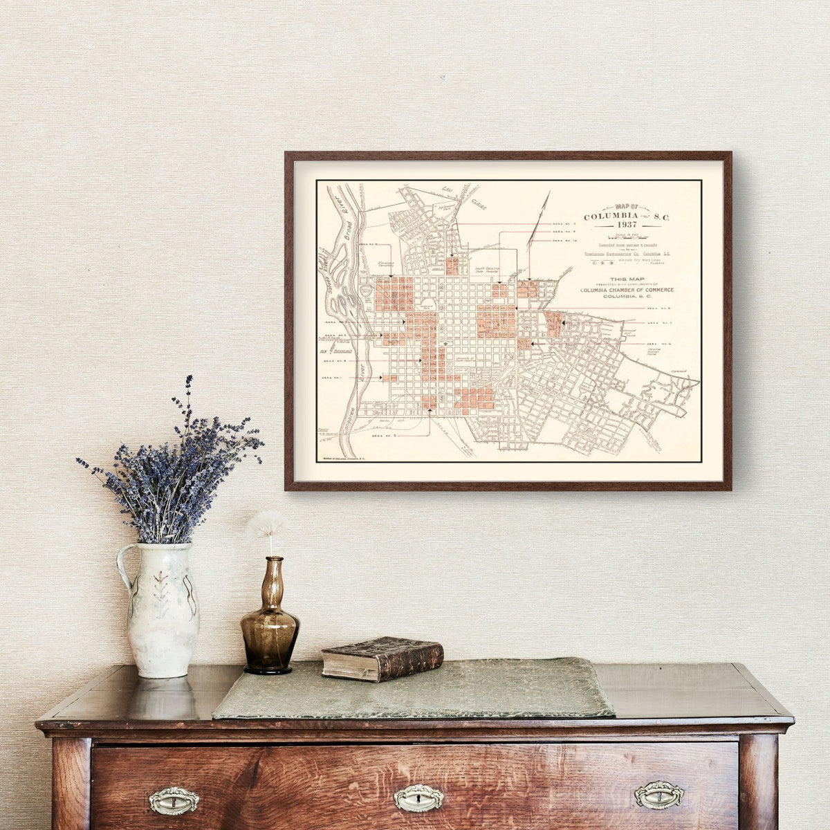 Vintage Map of Columbia, South Carolina 1937