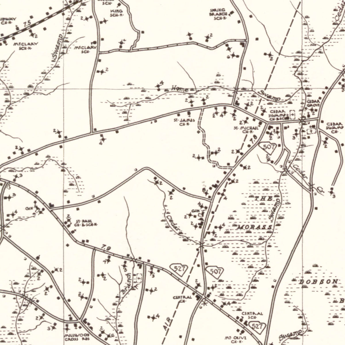 Vintage Map of Williamsburg County, South Carolina 1939