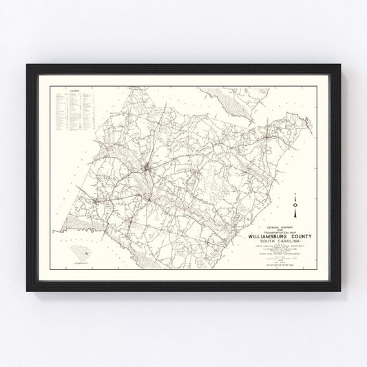 Vintage Map of Williamsburg County, South Carolina 1939