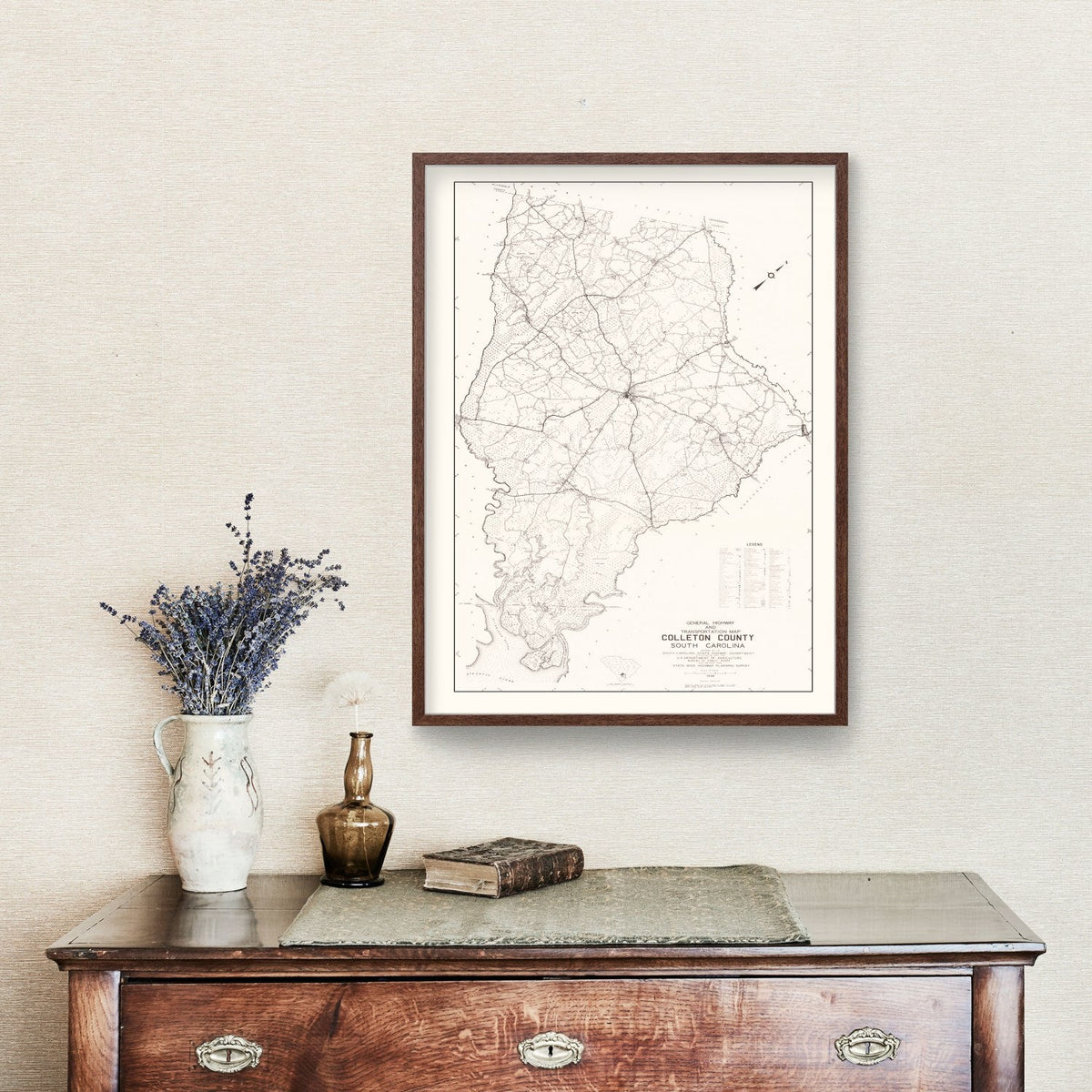 Vintage Map of Colleton County, South Carolina 1938