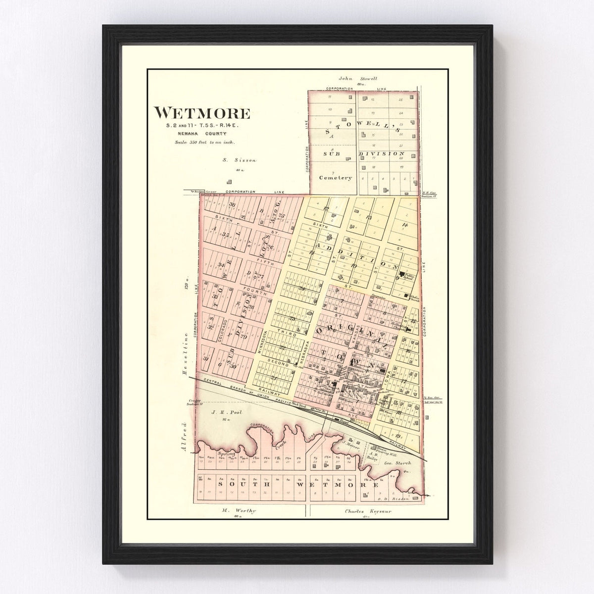 Vintage Map of Wetmore, Kansas 1887