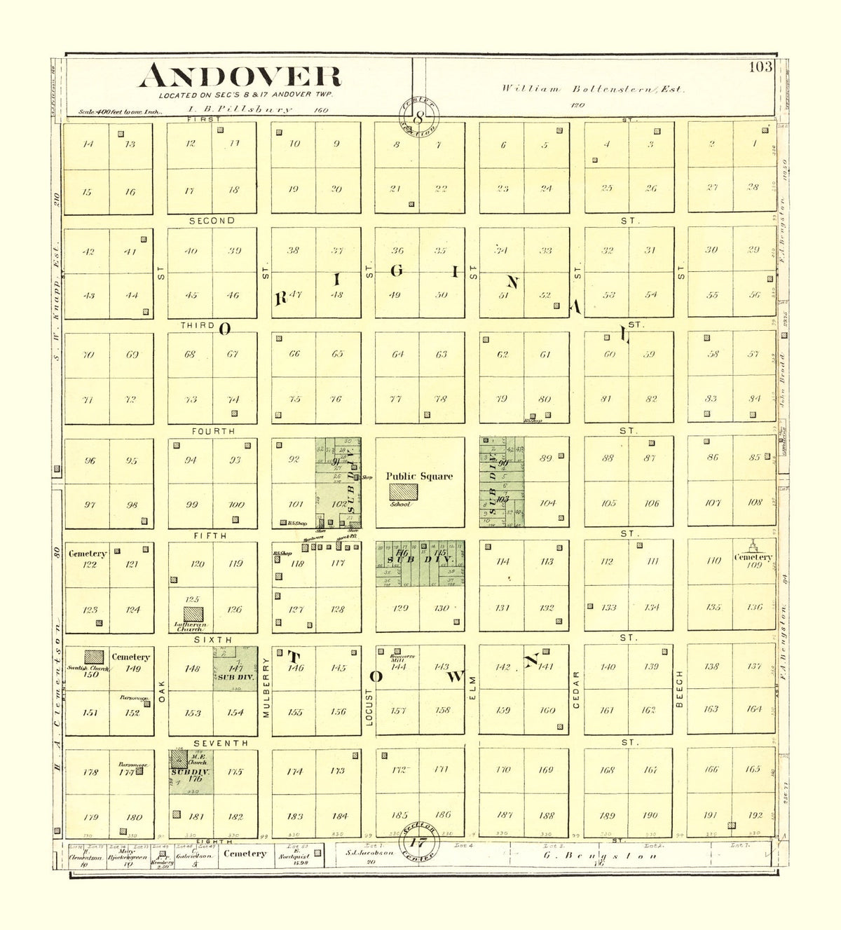 Vintage Map of Andover, Illinois 1893