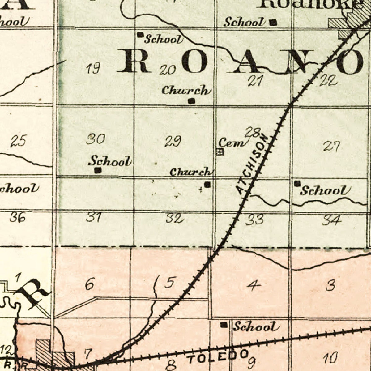 Vintage Map of Woodford County, Illinois 1893