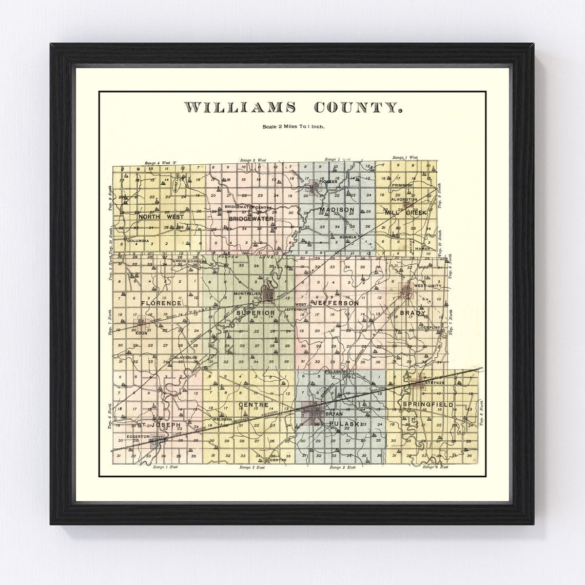 Vintage Map of Williams County, Ohio 1894