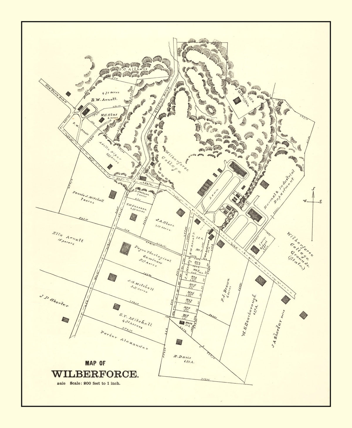 Vintage Map of Wilberforce, Ohio 1896