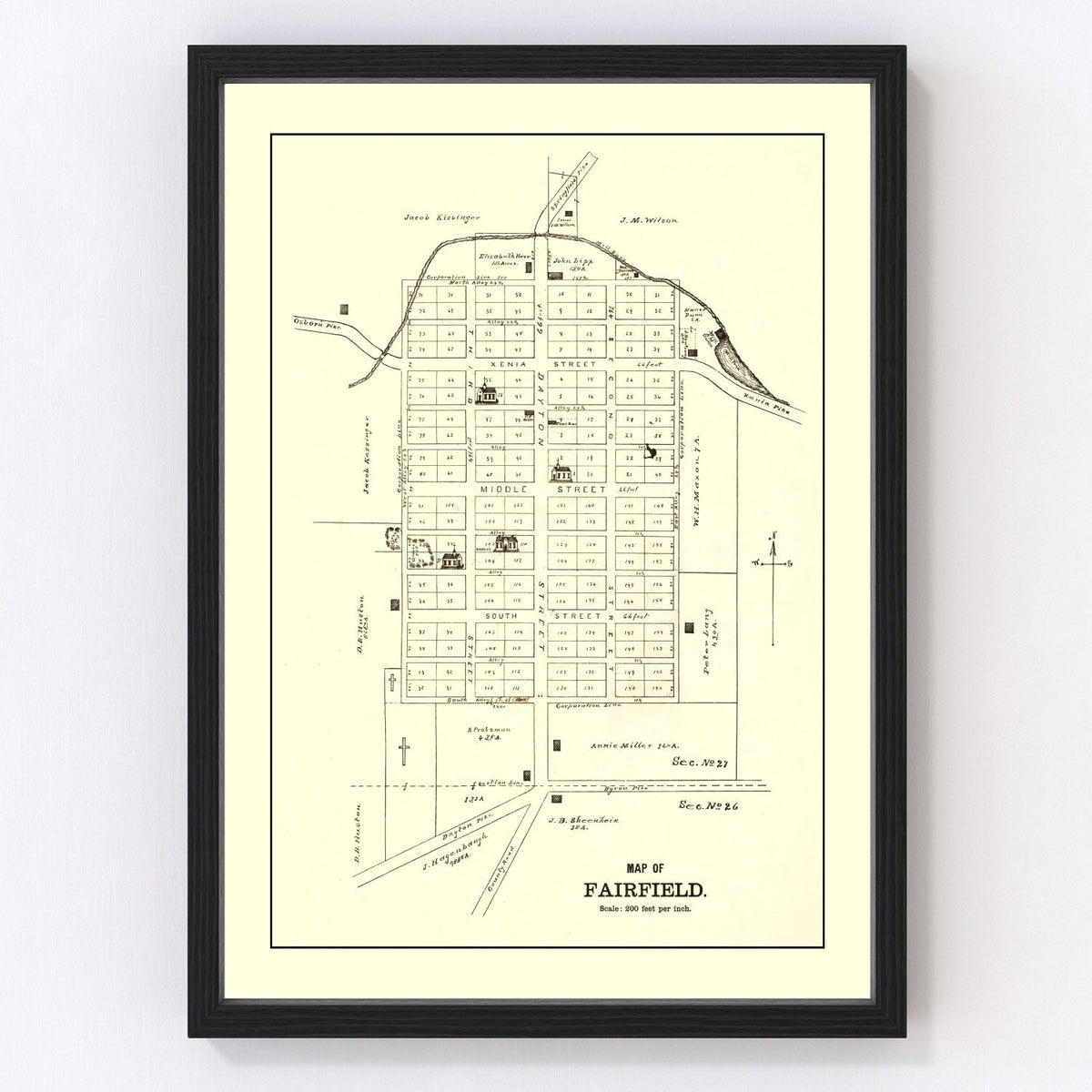 Vintage Map of Fairfield, Ohio 1896