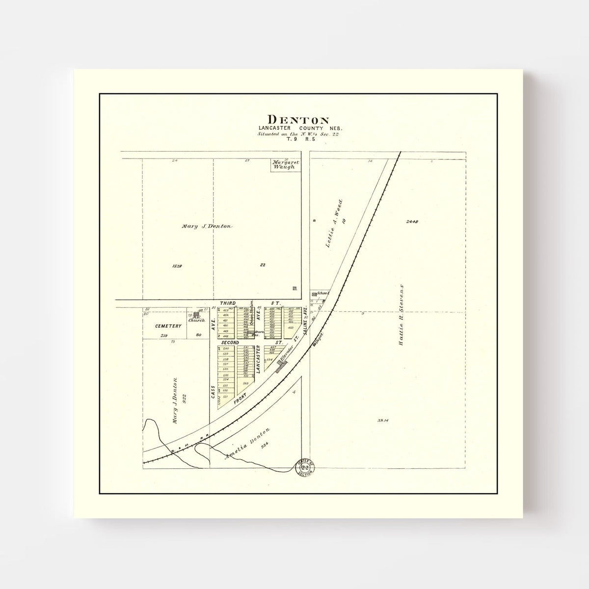 Vintage Map of Denton, Nebraska 1903