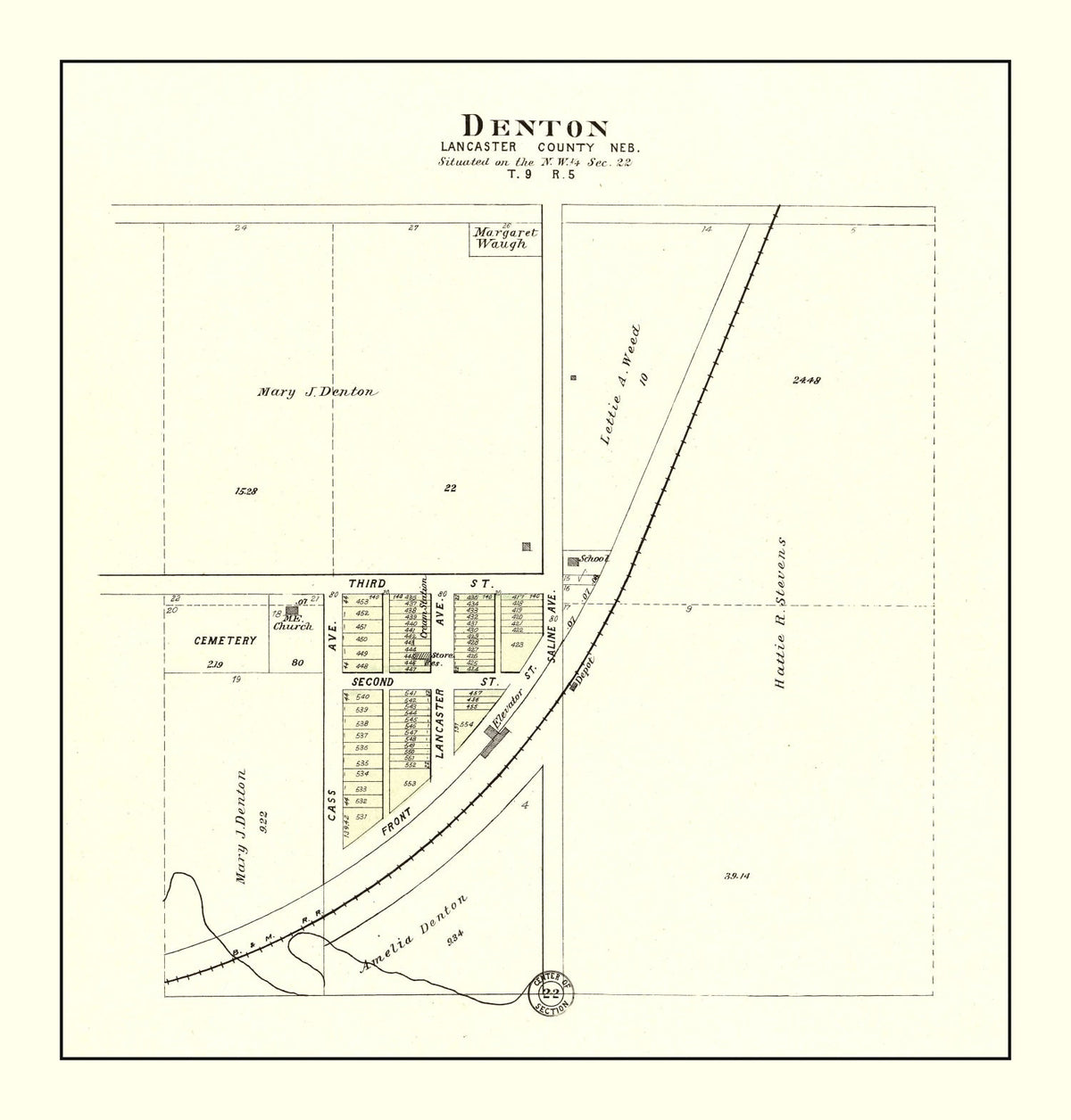 Vintage Map of Denton, Nebraska 1903