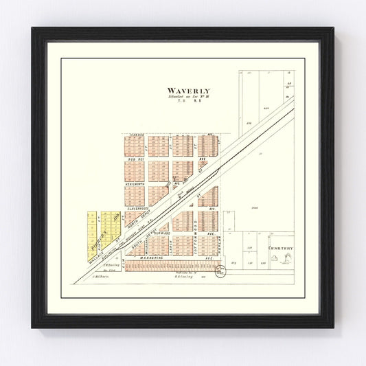 Vintage Map of Waverly, Nebraska 1903