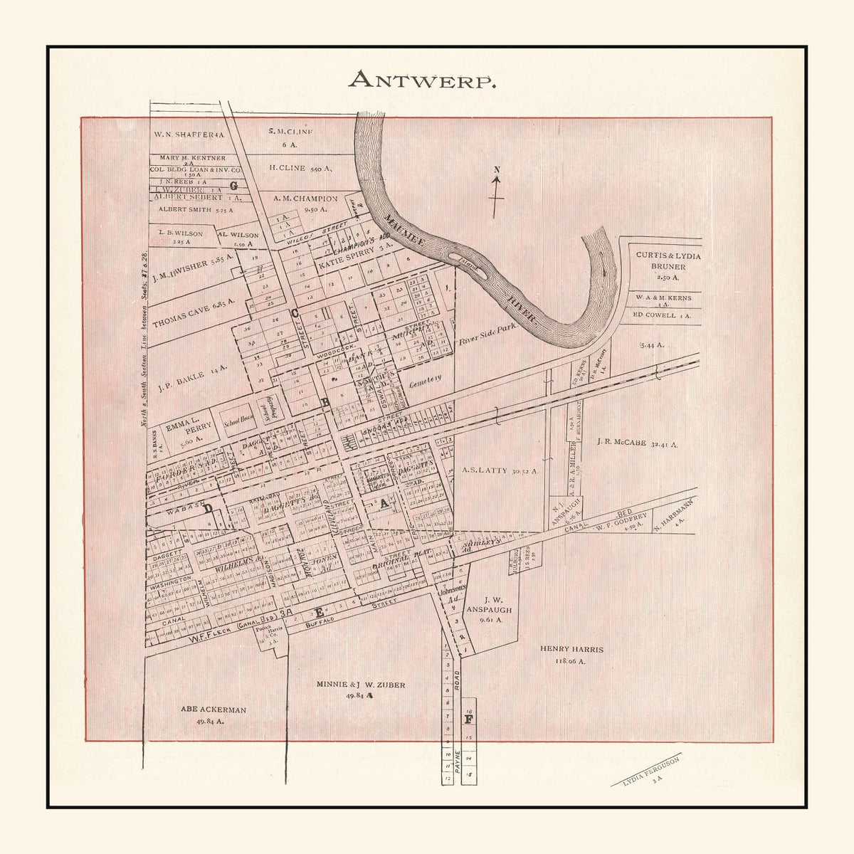 Vintage Map of Antwerp, Ohio 1905
