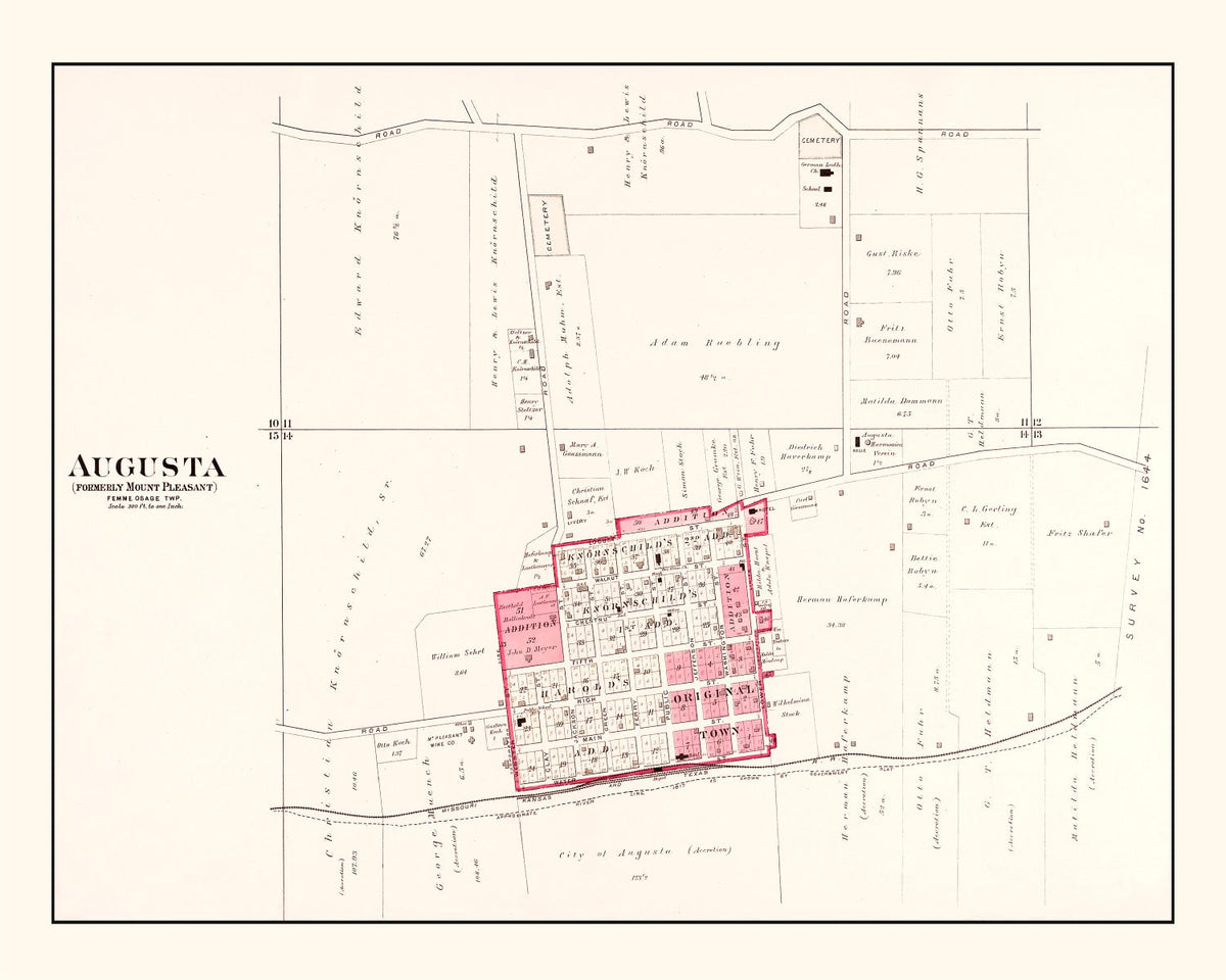 Vintage Map of Augusta, Missouri 1905