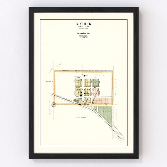 Vintage Map of Arthur, Iowa 1906