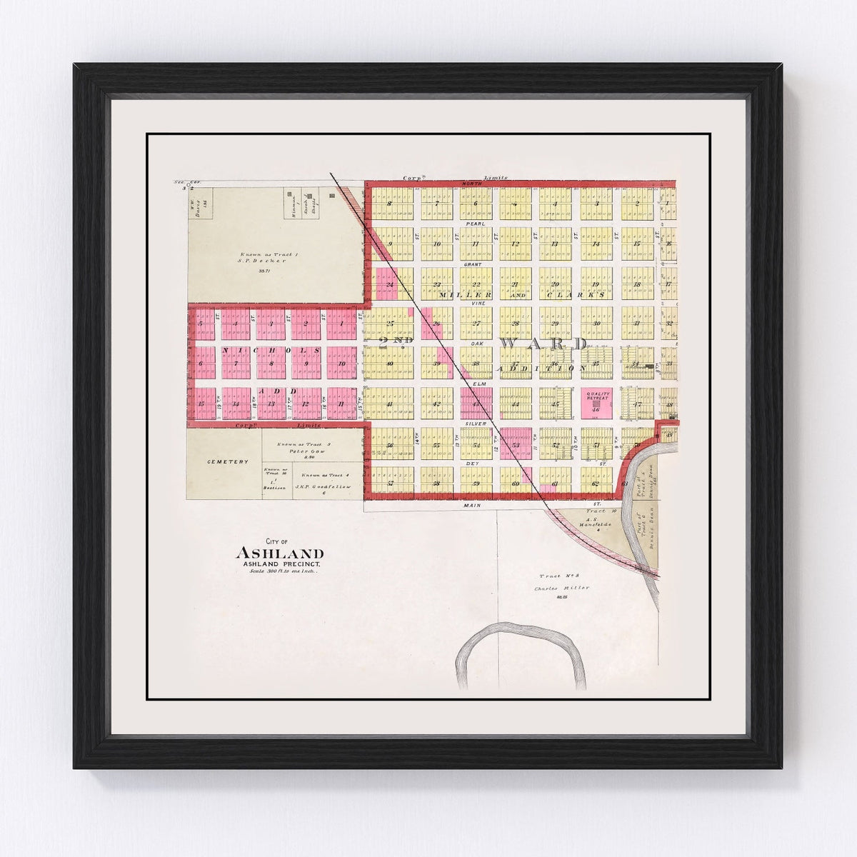 Vintage Map of Ashland, Nebraska 1907