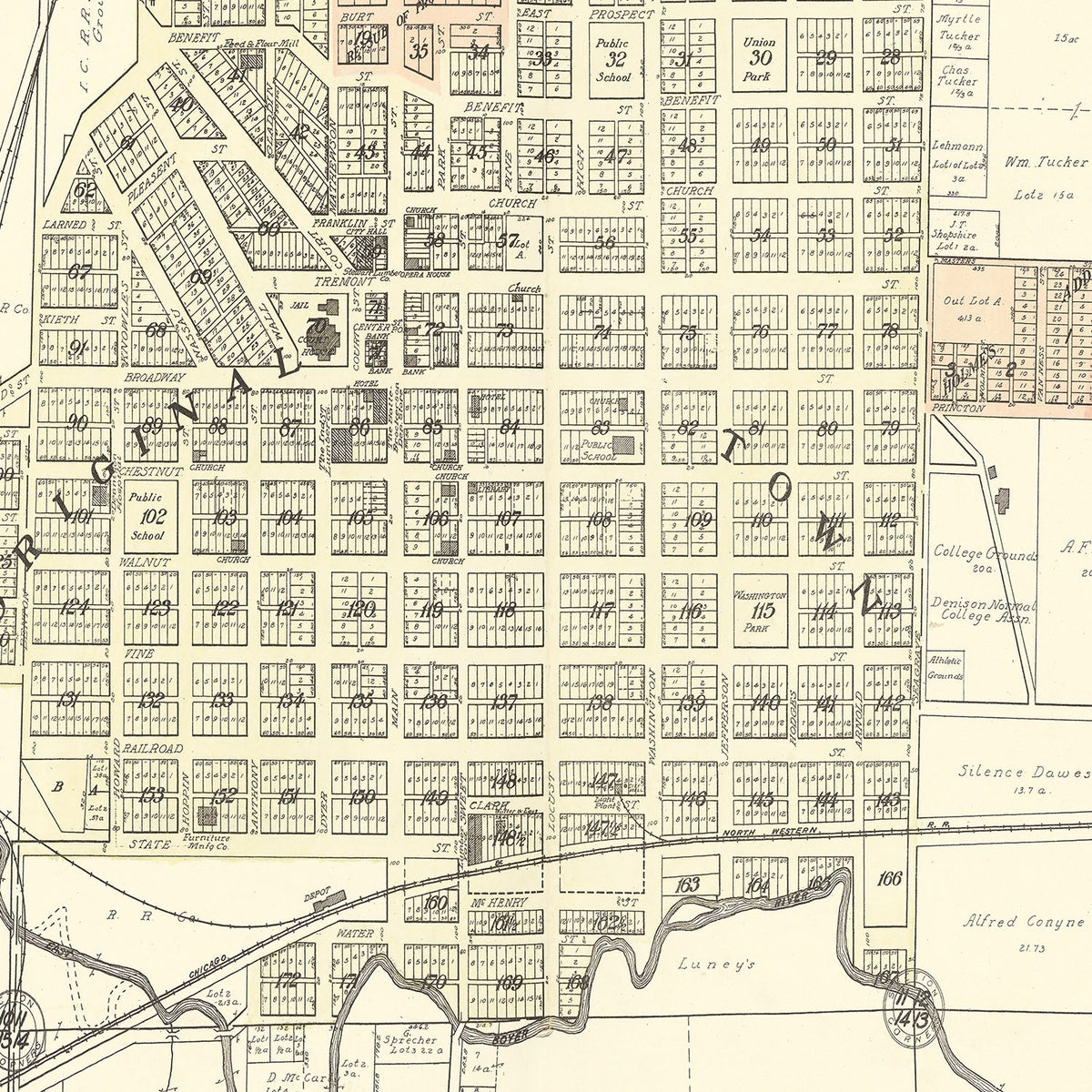 Vintage Map of Denison, Iowa 1908