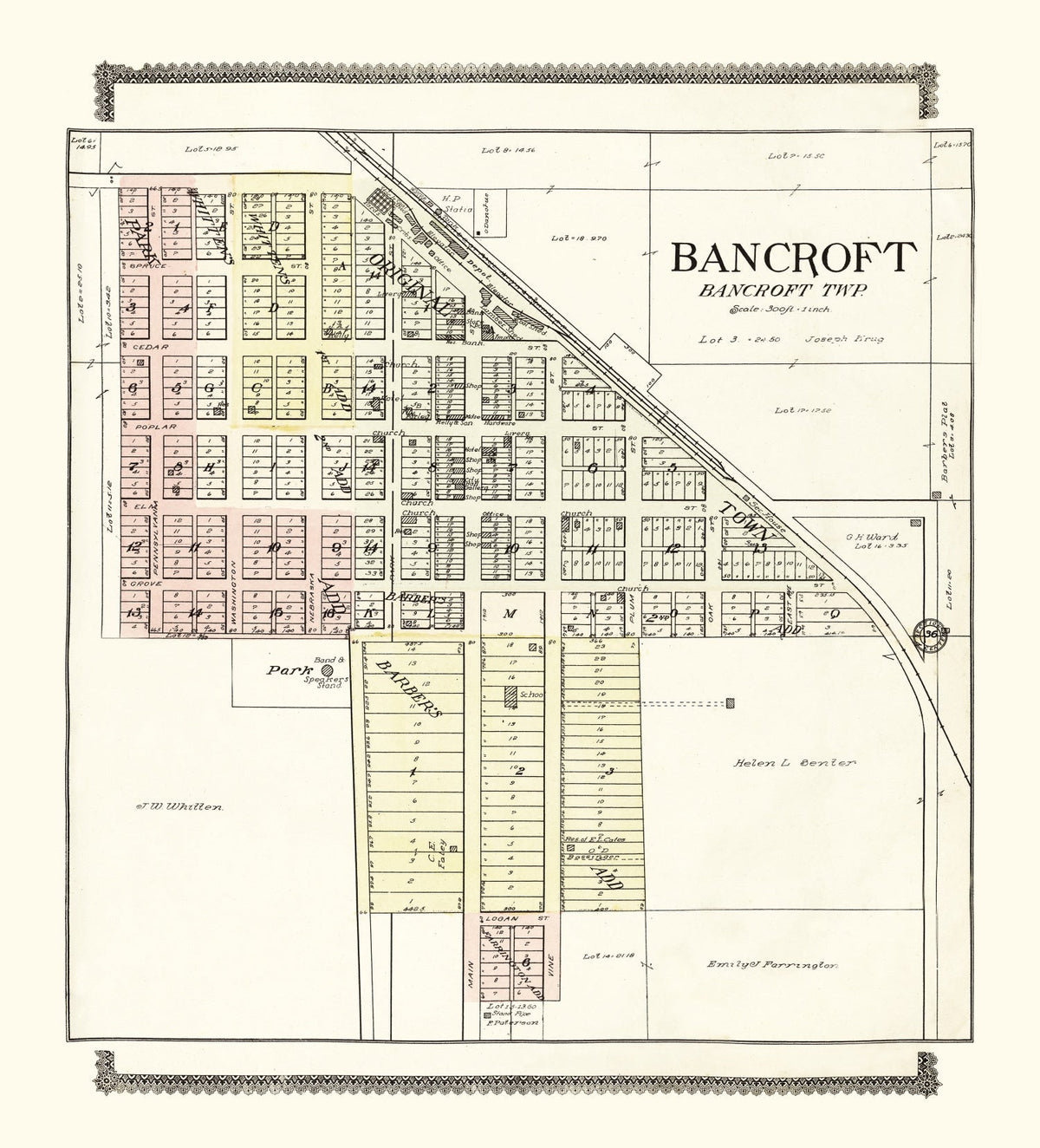 Vintage Map of Bancroft, Nebraska 1908