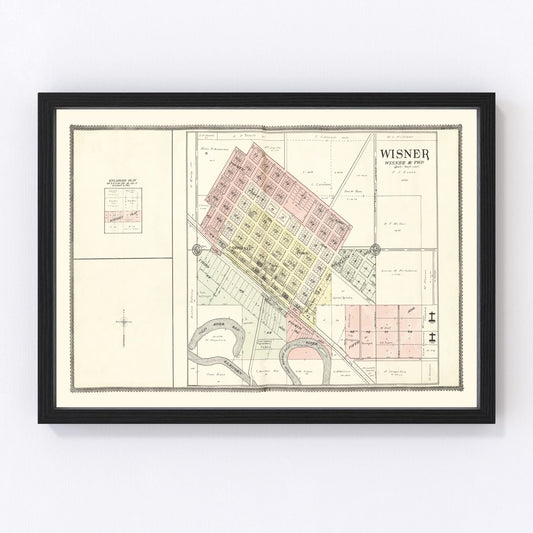 Vintage Map of Wisner, Nebraska 1908