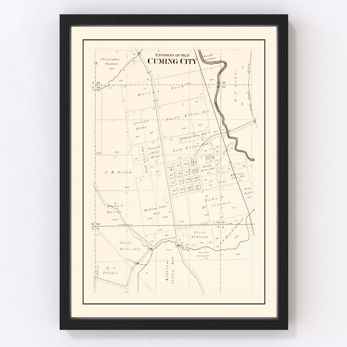 Vintage Map of Cuming, Nebraska 1908