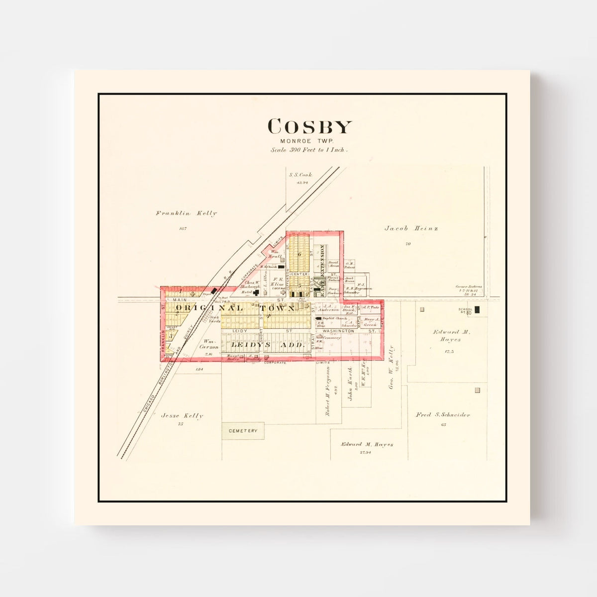 Vintage Map of Cosby, Missouri 1909