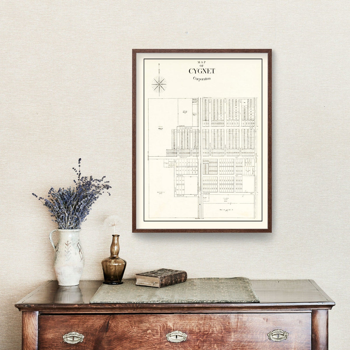 Vintage Map of Cygnet, Ohio 1912