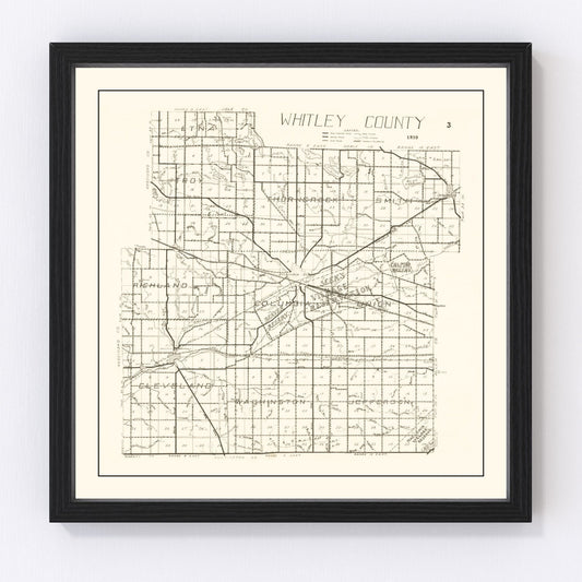 Vintage Map of Whitley County, Indiana 1939