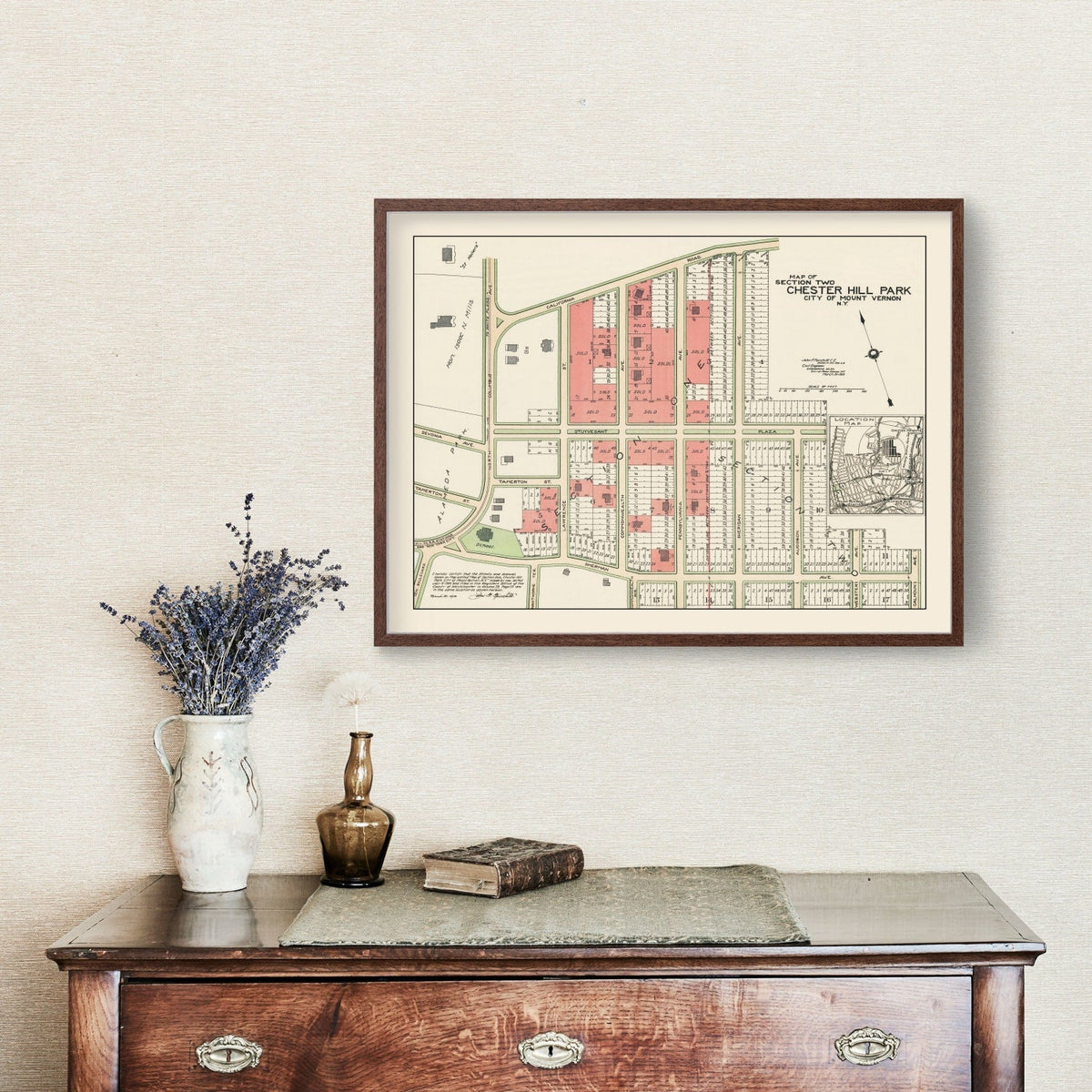 Vintage Chester Hill Park Mount Vernon Map 1910