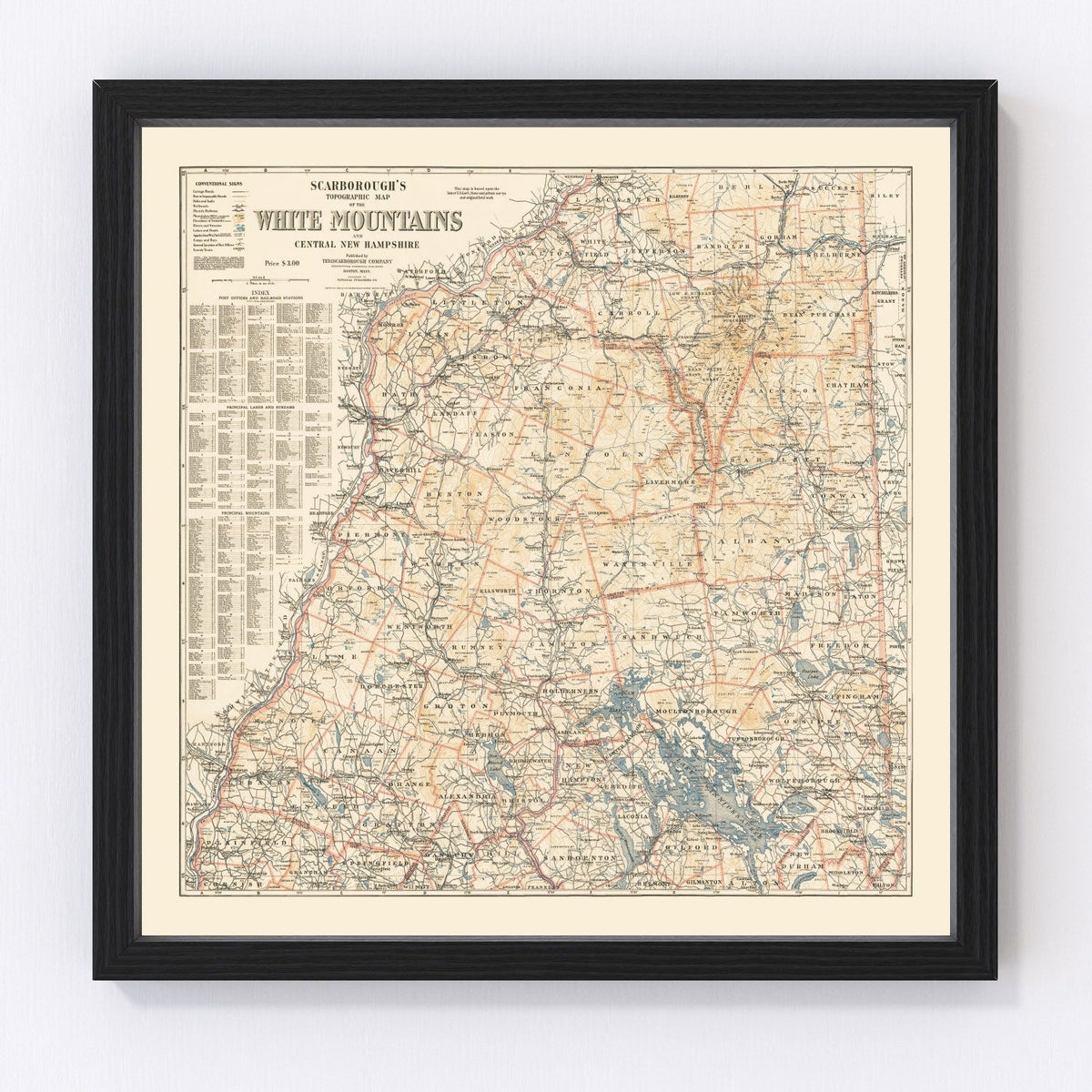 Vintage White Mountains Map 1903
