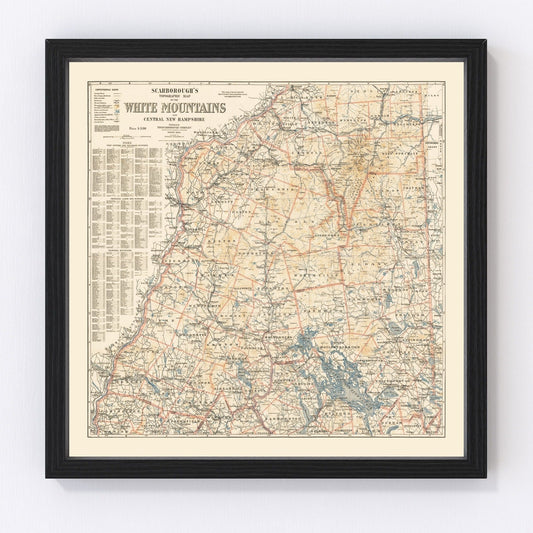 Vintage White Mountains Map 1903