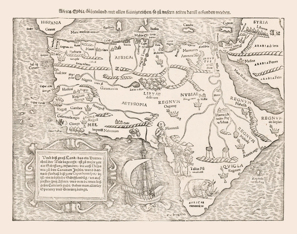 Vintage Africa Map 1574