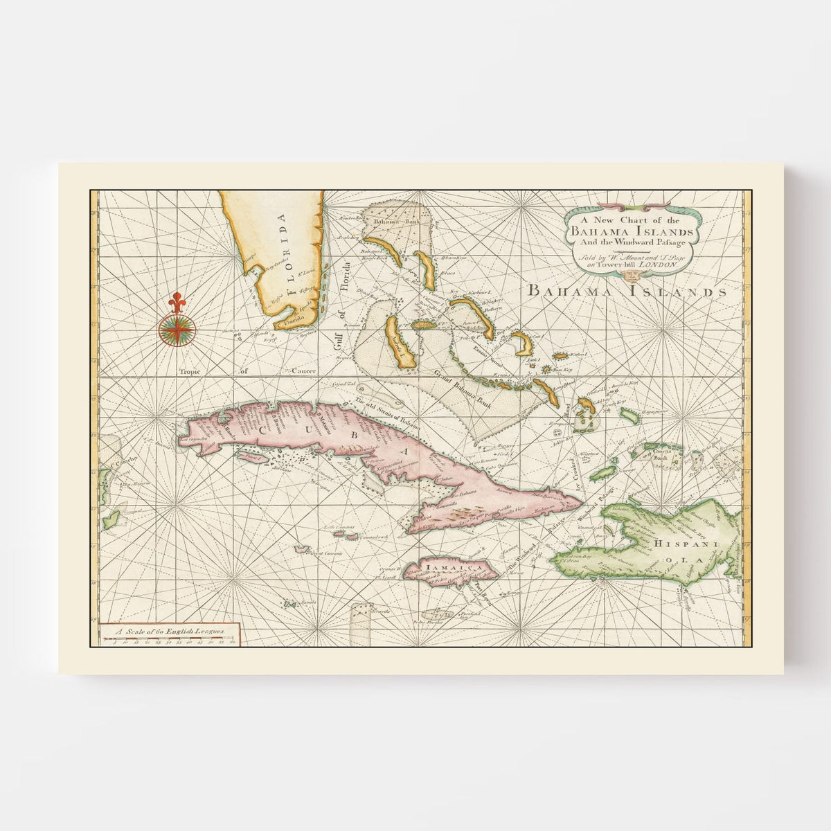 Vintage Bahamas Map 1737