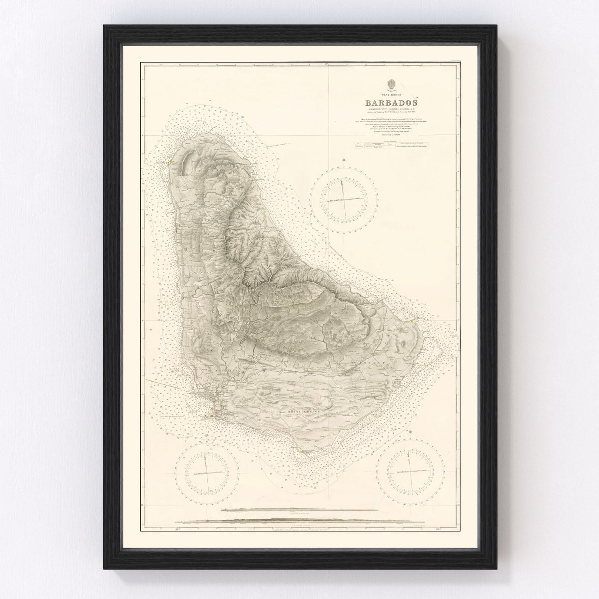 Vintage Barbados Nautical Map 1927