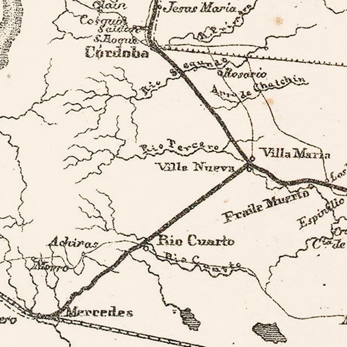 Vintage Map of Argentina 1876