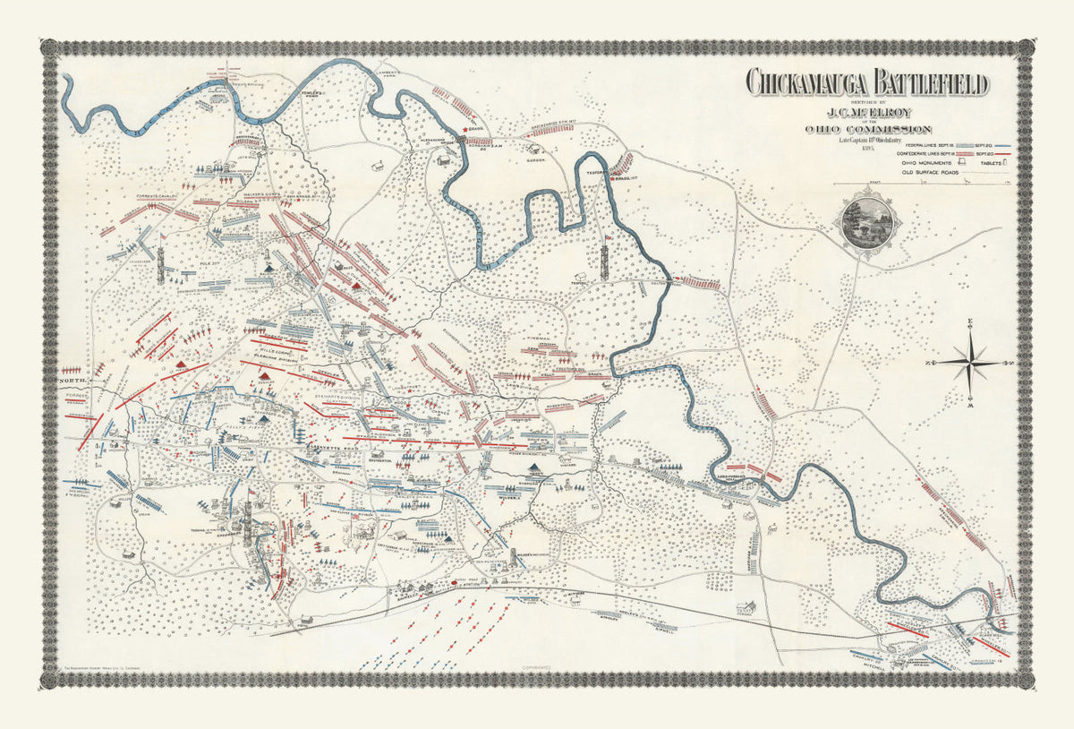 Vintage Chickamauga Battlefield Map 1895
