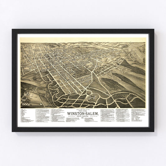 Vintage Map of Winston-Salem, North Carolina 1891