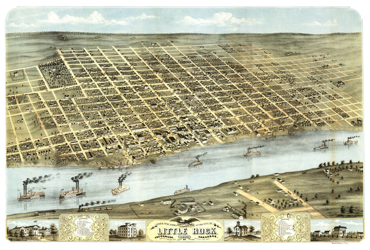 Vintage Map of Little Rock, Arkansas 1871