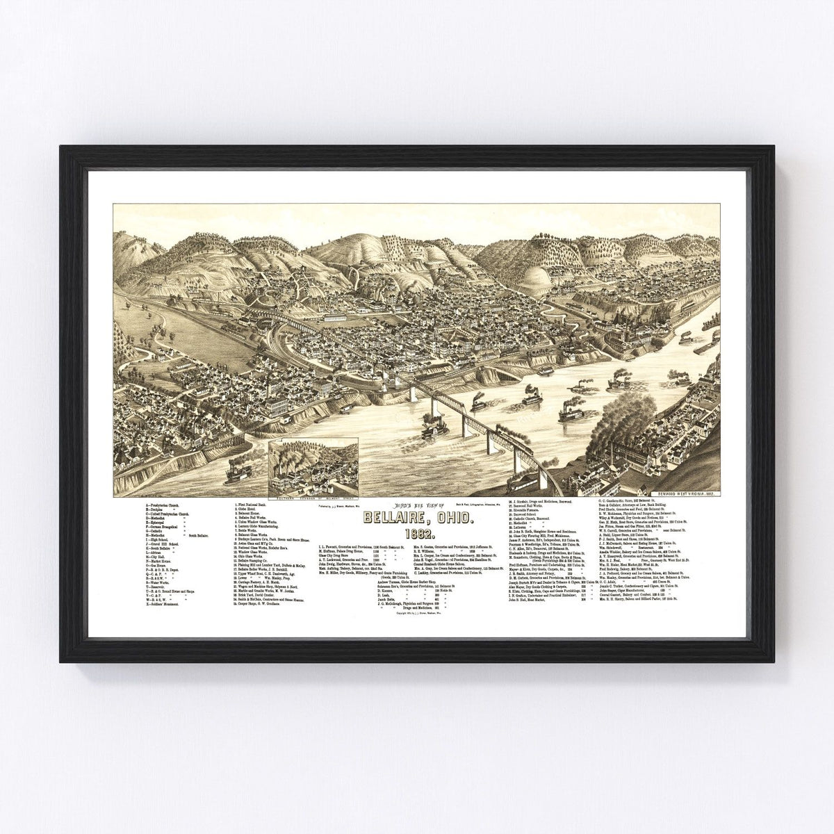 Vintage Map of Bellaire, Ohio 1882